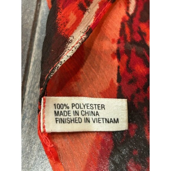 Rectangle Abstract Print Scarf  Red Black Lightweight Shawl Wrap Polyester - Picture 4 of 9